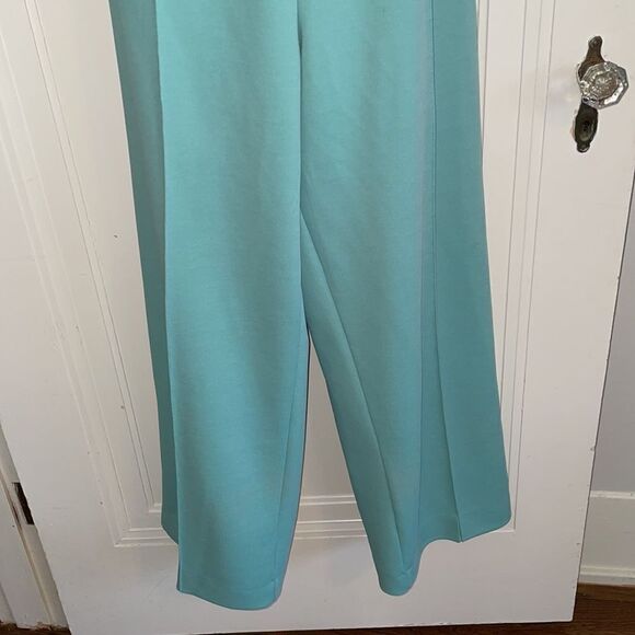 Vtg 80s Vera mint green polyester wide leg pull on pants - Picture 3 of 6